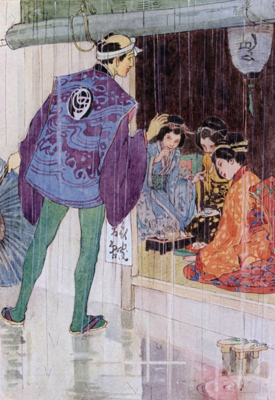 Illustrasjon for The Story of The Mikado (farge litho) av Alice Bolingbroke (after) Woodward