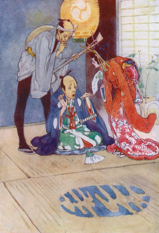 Illustrasjon for The Story of The Mikado (farge litho) av Alice Bolingbroke (after) Woodward