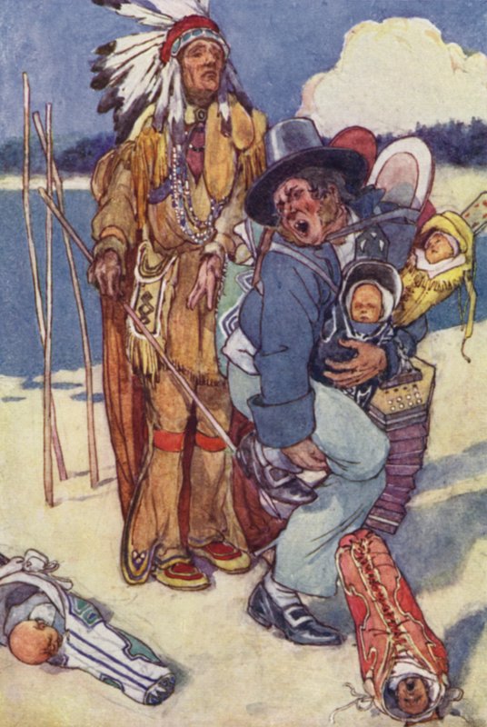 Sykepleier til Papooses! (farge litho) av Alice Bolingbroke (after) Woodward