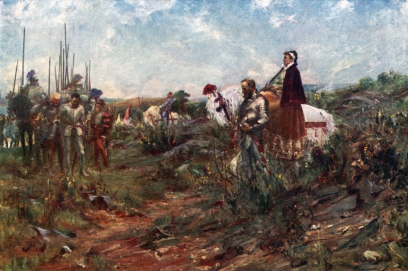 Queen Mary på Carberry Hill (farge litho) av Allan (after) Stewart