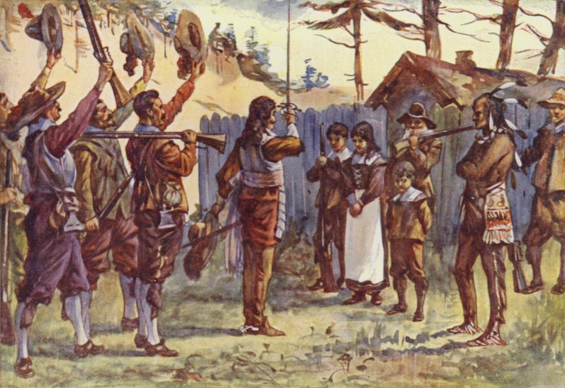 "Fortet har vært i gode hender" (farge litho) av Allan (after) Stewart