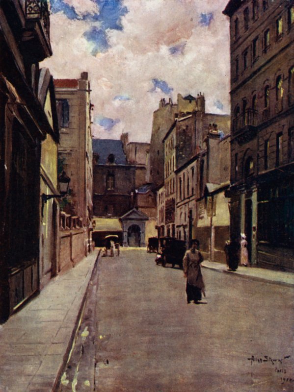 Paris: A Street in Old Paris, St Germain (farge litho) av Allan Stewart