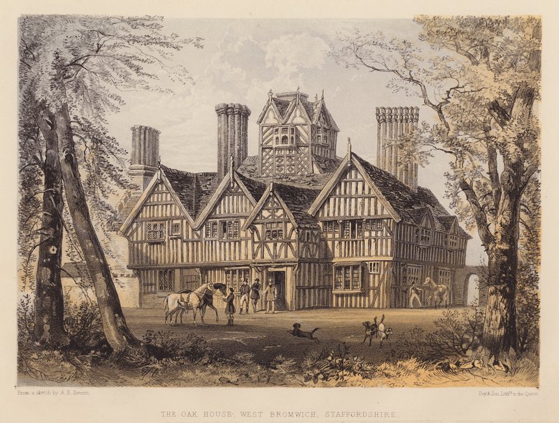 The Oak House, West Bromwich, Staffordshire (akvatint) av Allen Edward Everitt