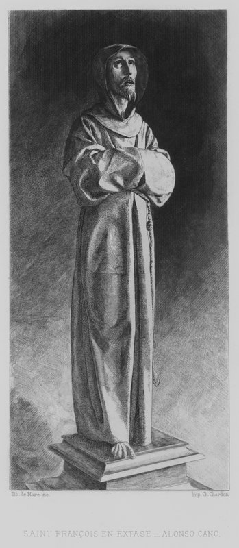 Frans av Assisi i ekstase (litho) av Alonso Cano