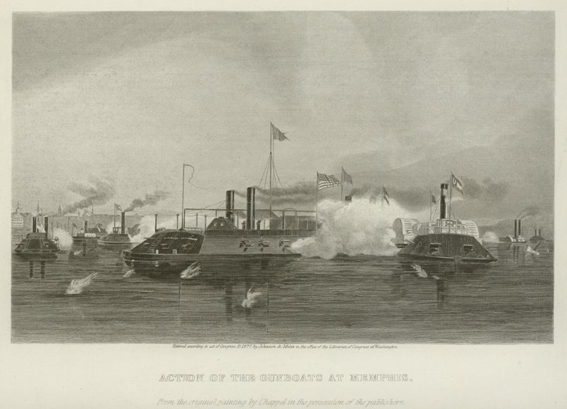 Aksjon av kanonbåtene i Memphis, 1862 av Alonzo Chappel