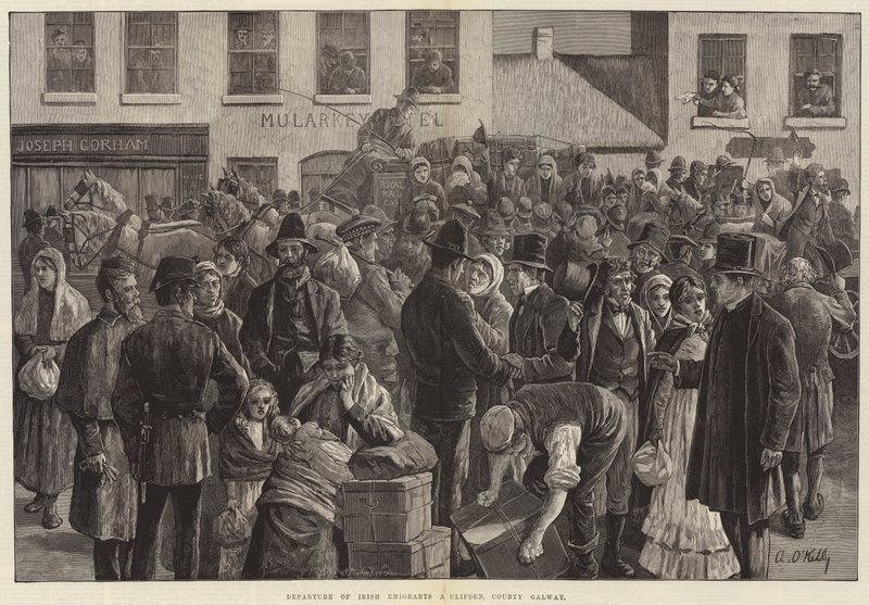 Avgang for irske emigranter ved Clifden, County Galway av Aloysius O