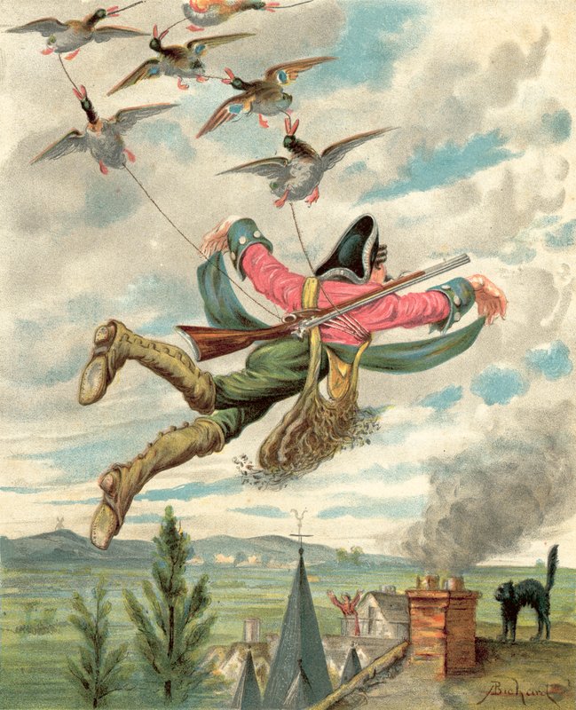 Baron Munchausens eventyr (chromolitho) av Alphonse Adolphe Bichard