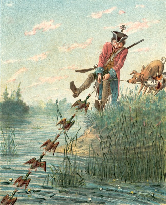 Baron Munchausens eventyr (chromolitho) av Alphonse Adolphe Bichard