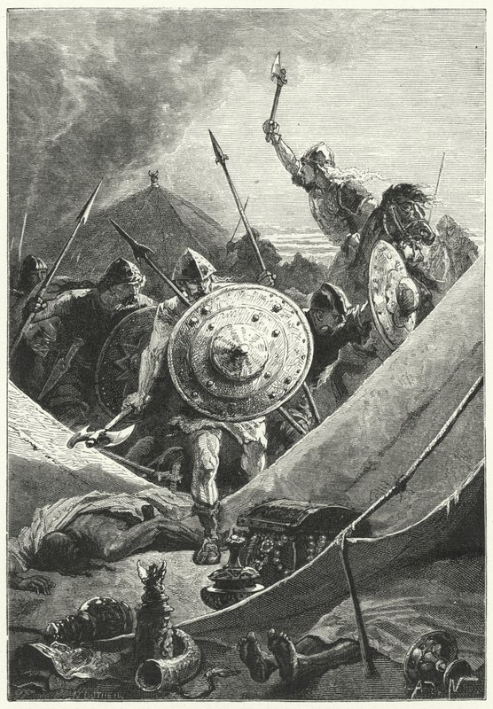 Angrep på en maurisk leir (gravering) av Alphonse Marie de (after) Neuville