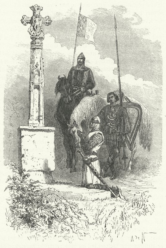 Ferdinand I av Leon ber foran et kors av Alphonse Marie de (after) Neuville