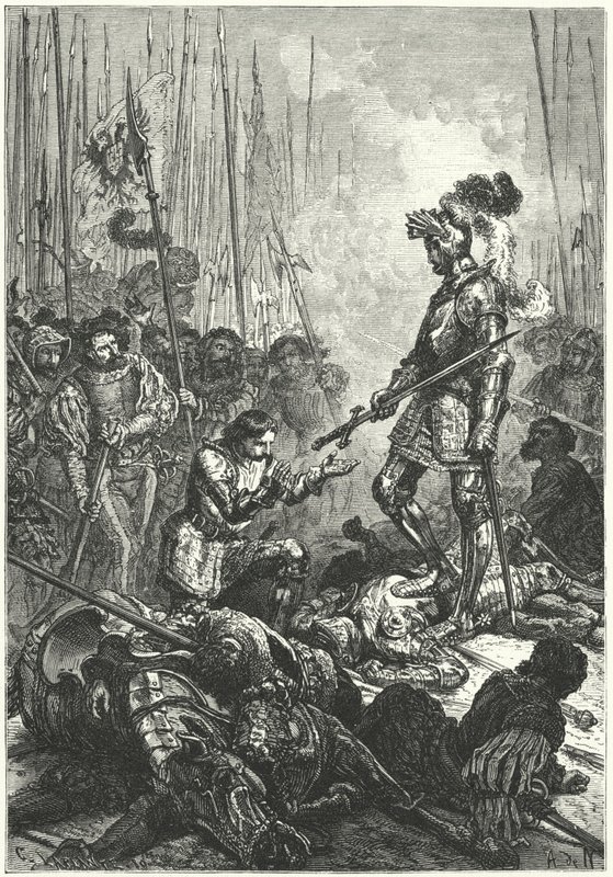 Frans I av Frankrike ble tatt til fange i slaget ved Pavia av Alphonse Marie de (after) Neuville