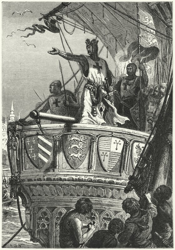 Korsfarernes retur fra Palestina (gravering) av Alphonse Marie de (after) Neuville