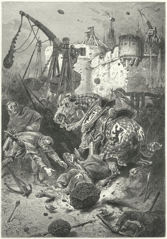 Simon de Montforts død ved beleiringen av Toulouse av Alphonse Marie de (after) Neuville