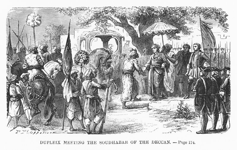 Dupleix møter Soudhabar of the Deccan, illustrasjon fra 