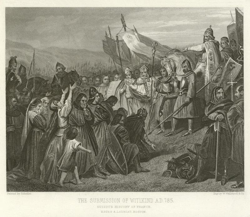 The Submission of Witikind, AD 785 av Alphonse Marie de Neuville
