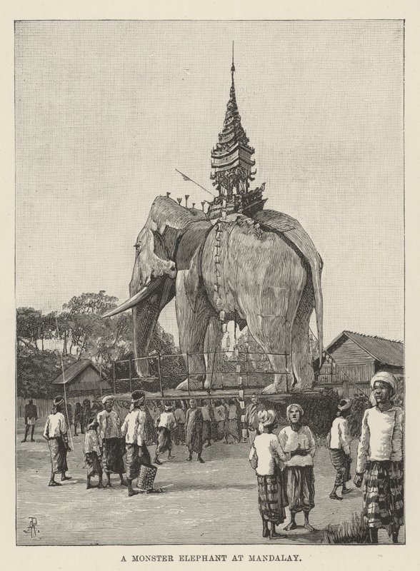 En monsterelefant på Mandalay av Amedee Forestier