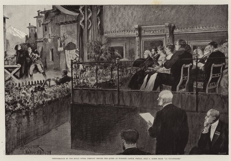 Opptreden av Royal Opera Company foran dronningen på Windsor Castle, fredag 6. juli, scene fra La Navarraise av Amedee Forestier