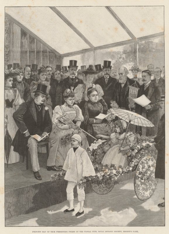 Prinsesse May av Teck presenterer priser på Floral Fete, Royal Botanic Society, Regent