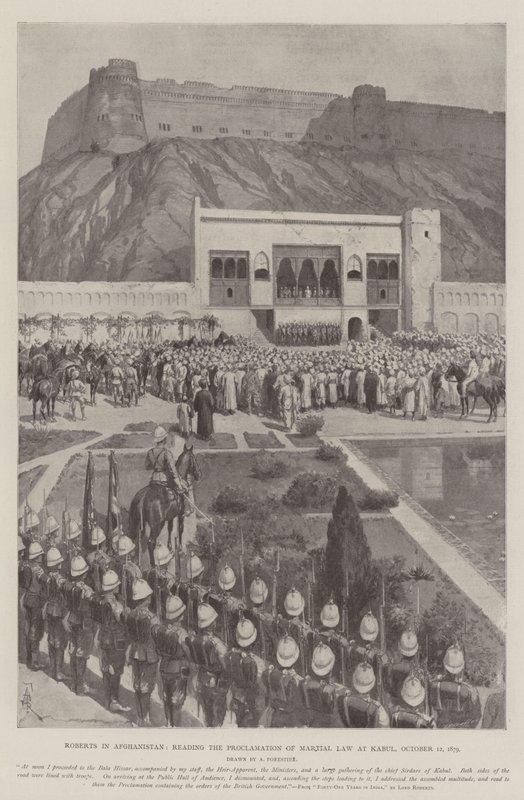 Roberts i Afghanistan, leste erklæringen om krigslov i Kabul, 12. oktober 1879 av Amedee Forestier