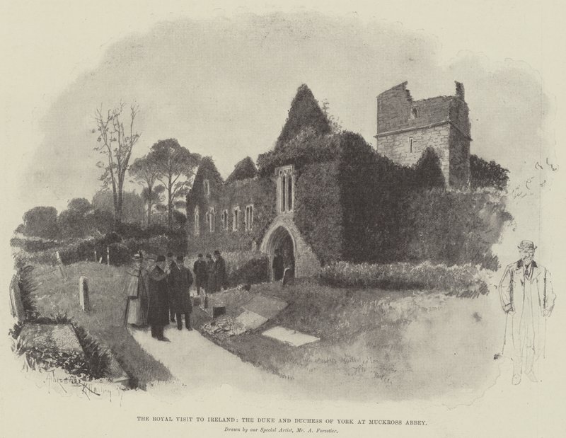 Det kongelige besøket til Irland, hertugen og hertuginnen av York i Muckross Abbey av Amedee Forestier