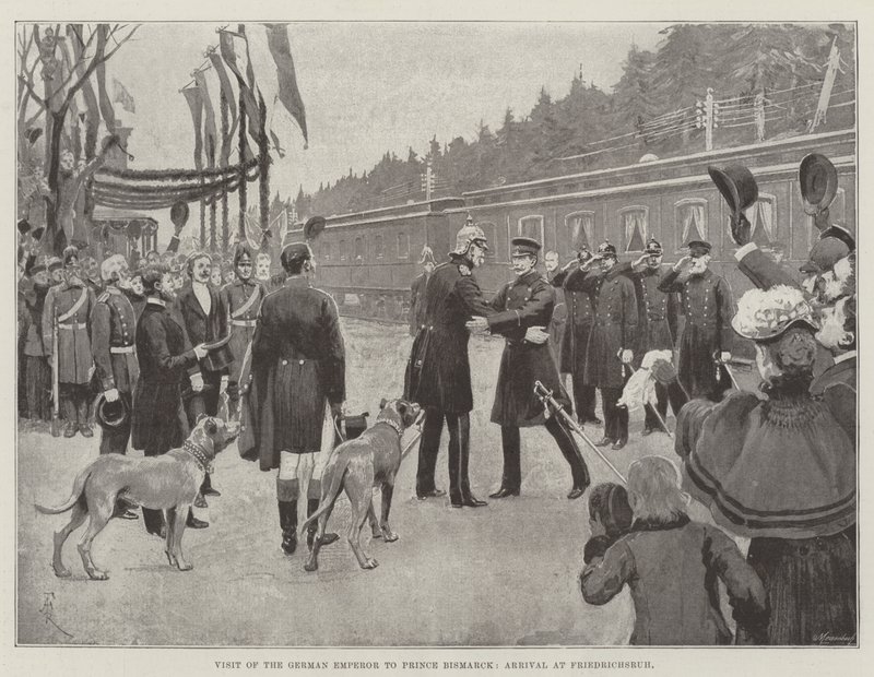 Besøk av den tyske keiseren til prins Bismarck, ankomst til Friedrichsruh av Amedee Forestier