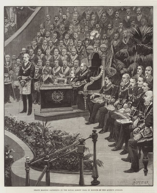 Grand Masonic Gathering i Royal Albert Hall til ære for dronningens jubileum av Amedee Forestier