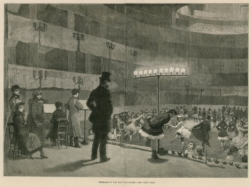 Øver for pantomime (gravering) av Amedee Forestier