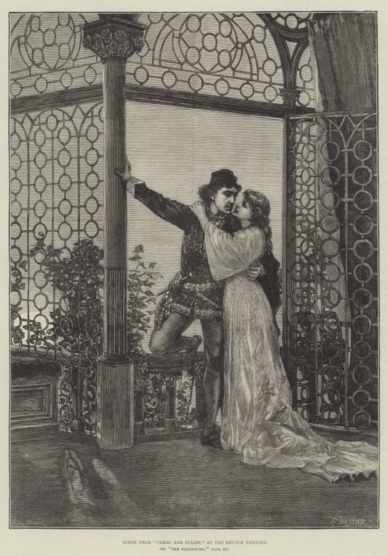 Scene fra Romeo og Julie, på Lyceum Theatre av Amedee Forestier