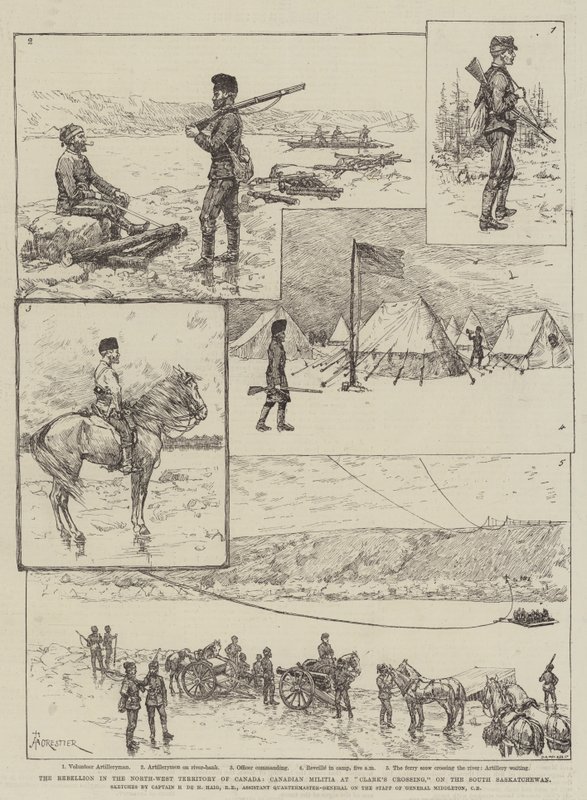 Opprøret i North West Territory of Canada, kanadisk milits ved Clark