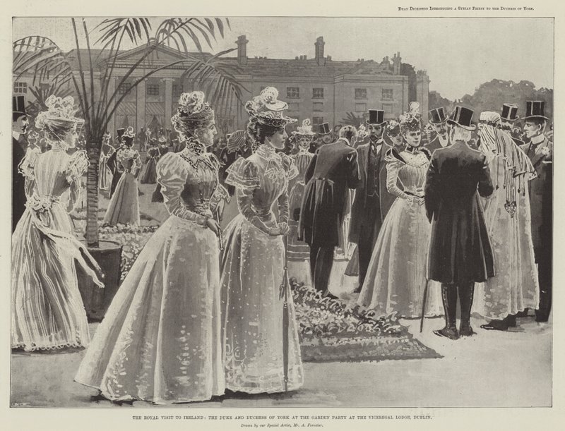 Det kongelige besøket til Irland, hertugen og hertuginnen av York på Garden Party på Viceregal Lodge, Dublin av Amedee Forestier