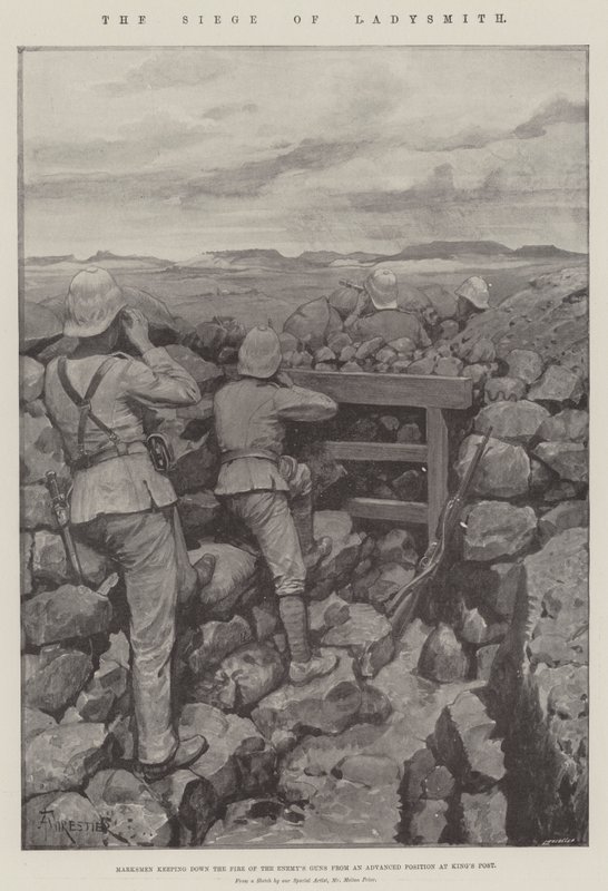 Beleiringen av Ladysmith litho av Amedee Forestier