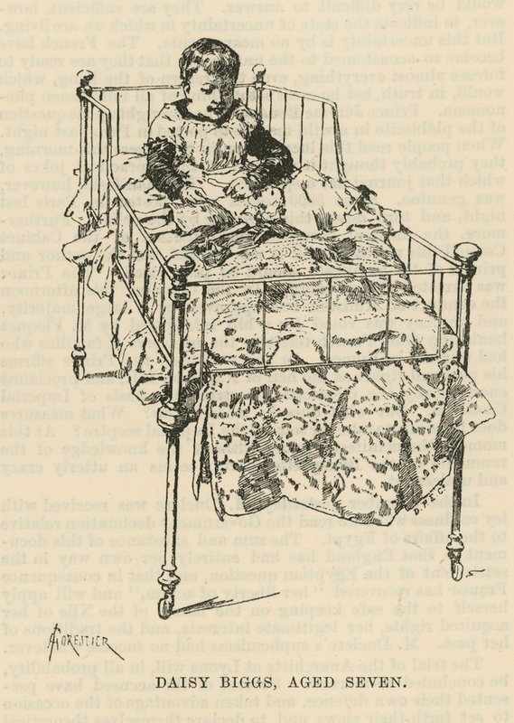 West End Hospital for Paralysis and Epilepsy, Welbeck Street, London: Daisy Biggs, syv år gammel av Amedee Forestier