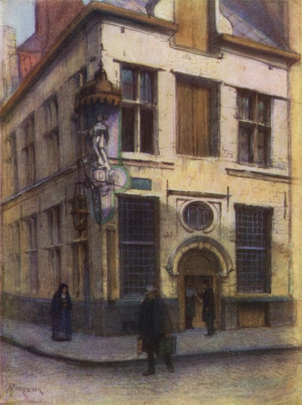 Gamle hus i Rue de lEmpereur, Antwerpen av after Amedee Forestier