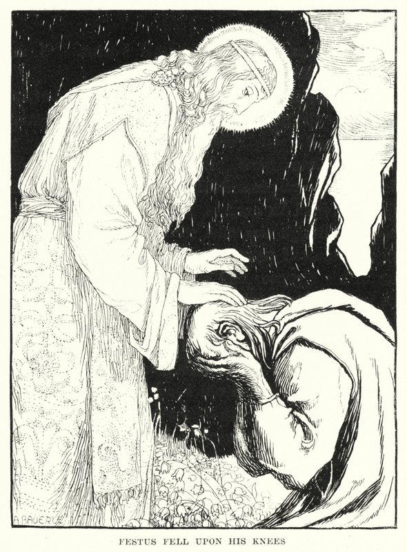 Festus falt på kne (gravering) av Amelia M. (attr.to) Bowerley or Bauerle