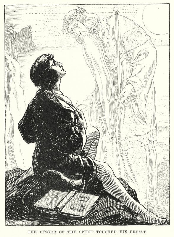 Åndens finger berørte brystet hans (gravering) av Amelia M. (attr.to) Bowerley or Bauerle