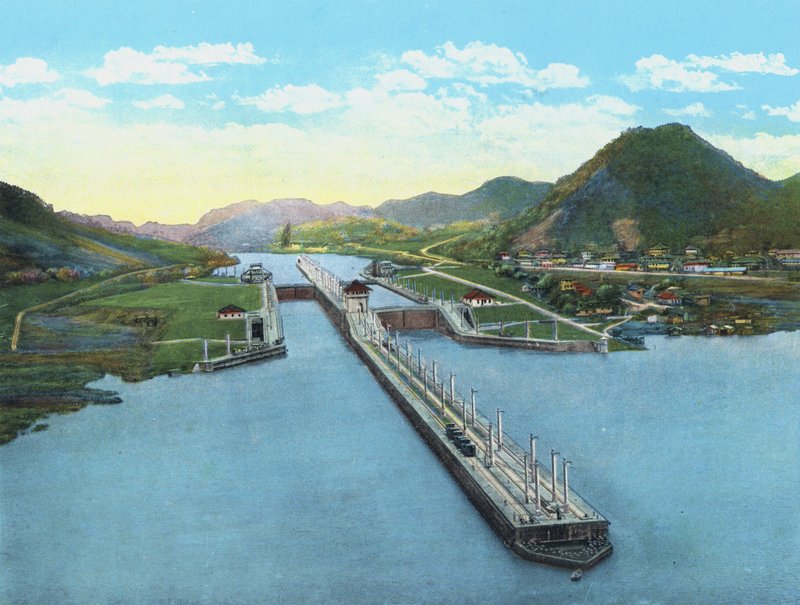Fugleperspektiv av Pedro Miguel Locks, Panamakanalen (farget bilde) av American Photographer (after)