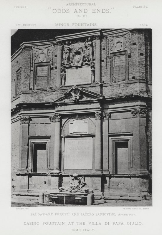 Kasinofontenen ved Villa Di Papa Giulio, Roma, Italia (s/hvitt-bilde) av American Photographer (after)