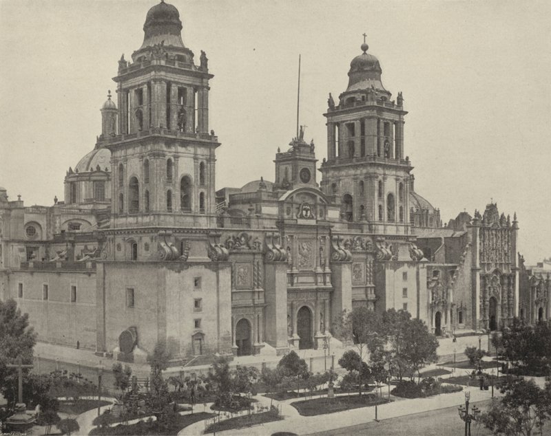Katedralen i City of Mexico (s/hvitt bilde) av American Photographer (after)