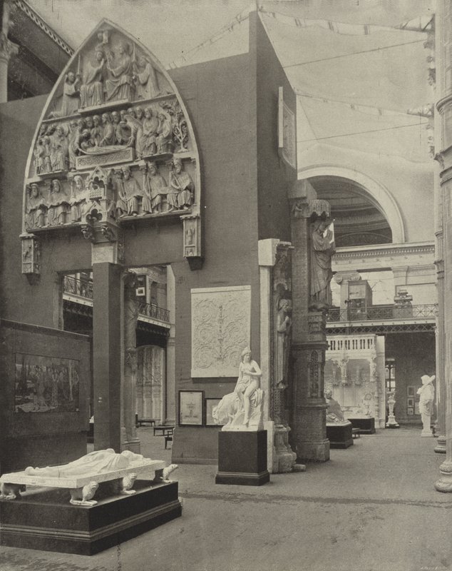Berømt skulptur fra katedralen i Notre Dame (s/hvitt bilde) av American Photographer (after)