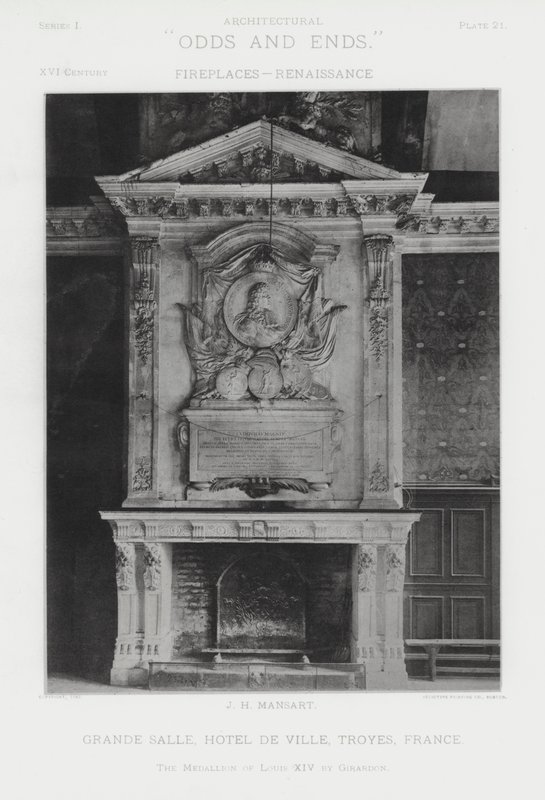 Peis: Grande Salle, Hotel De Ville, Troyes, Frankrike (s/hvitt-bilde) av American Photographer (after)