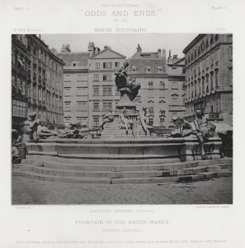 Fontene i Neuer Markt, Wien, Østerrike (s/hvitt bilde) av American Photographer (after)