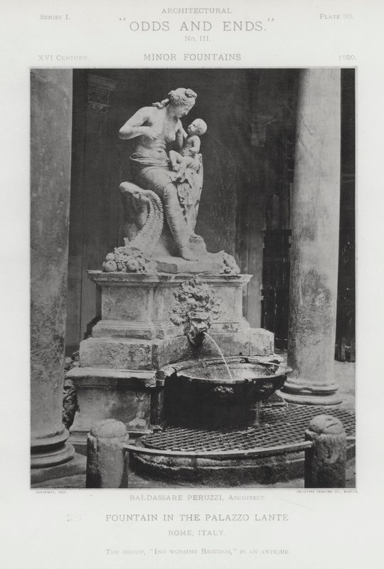 Fontene i Palazzo Lante, Roma, Italia (s/hvitt bilde) av American Photographer (after)