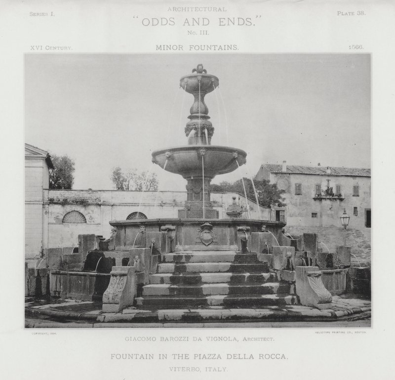 Fontene på Piazza Della Rocca, Viterbo, Italia (s/h-bilde) av American Photographer (after)