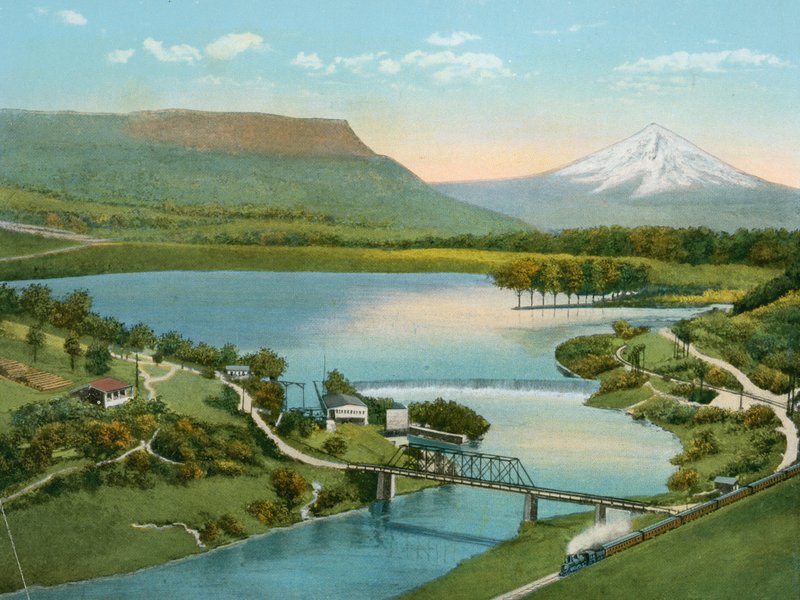 Gold Ray Dam, som viser Table Mountain og Rogue River (bilde) av American Photographer (after)