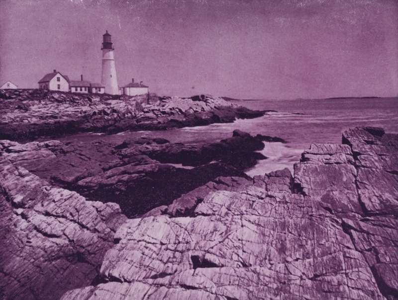 Fyr i havnen i Portland, Maine (s/hvitt bilde) av American Photographer (after)