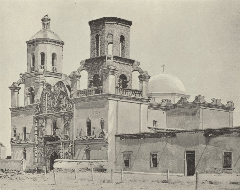 Mission San Xavier Del Bac, Arizona (s/hvitt bilde) av American Photographer (after)