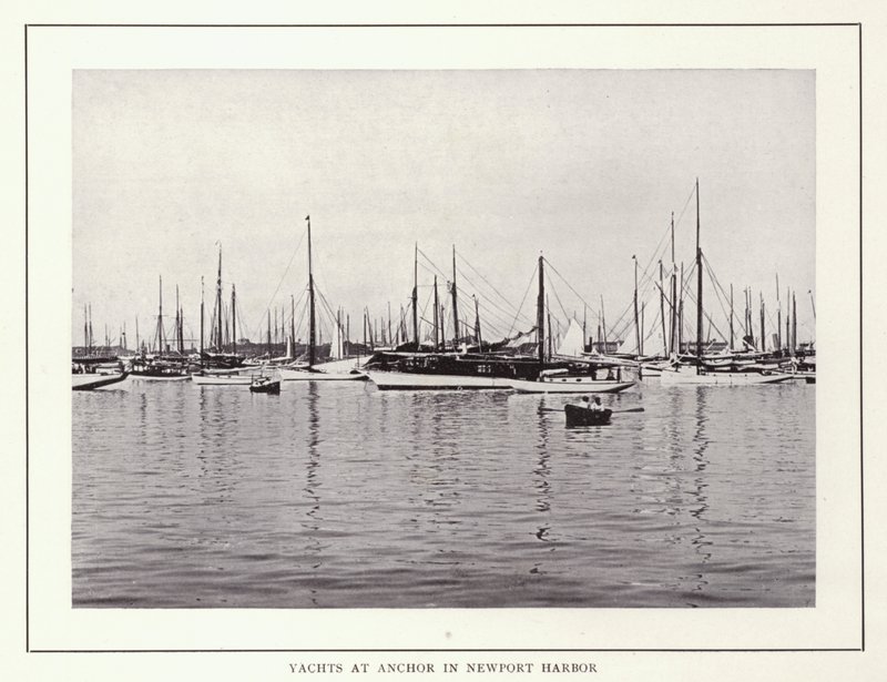 Newport, Rhode Island: Yachts at Anchor i Newport Harbor (s/hvitt bilde) av American Photographer (after)