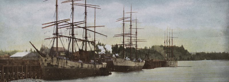 Oregon: Seilskip ved anker i Portland Harbor (bilde) av American Photographer (after)