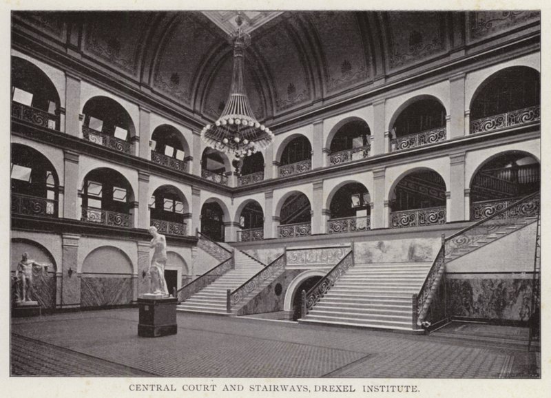 Philadelphia: Central Court and Stairways, Drexel Institute (s/hv-bilde) av American Photographer (after)