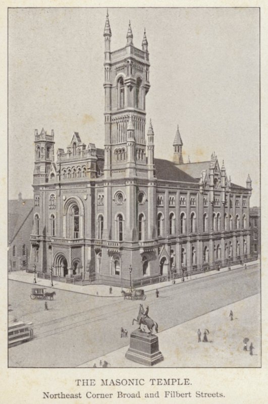 Philadelphia: The Masonic Temple, Northeast Corner Broad og Filbert Streets (s/hv-bilde) av American Photographer (after)